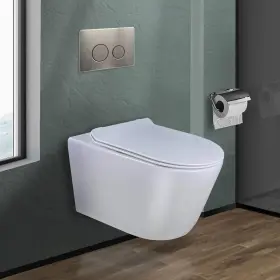 Fine Fixtures 739802086935 In-wall Toilet Combo Set - Tank 2 X 6 Wall White Bowl Satin Nickel R