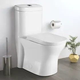 Fine Fixtures 782150682106 Dual-flush Elongated One-piece Toilet With White Fine Fixtures 782150682106 Dual-flush Elongated One-piece Toilet With White