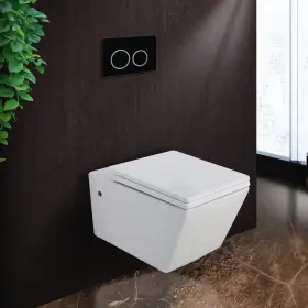 Fine Fixtures 782150691764 Toilet Combo Set - Bowl With Soft-close Seat 2 Inch X 4 Black Round Push P