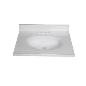 Mt2519w Fine Fixtures Vanity Top 25 Inch X19 Rectangular Cultured Marble Center Flat White