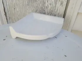 223371 Fired Earth Ceramics Vintage Porcelain 50s Stone White 9 Inch Heavy Bathroom Tub Corner Shelf