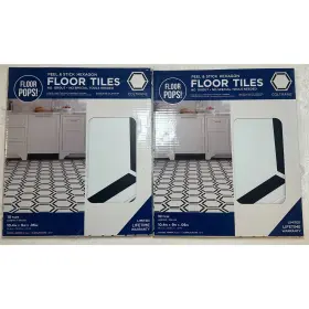 Floor Pops 091212688100 2 Packs Of 10 Floorpops White Coltrane Peel And Stick Hexagon Virgin Vinyl Tiles