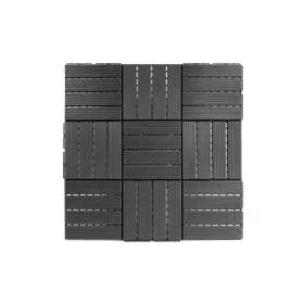 Floorpops 091212850866 11.8-in By Straight Groove Dark Grey Interlocking Deck Tiles Pack Of