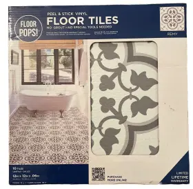 Fp2953 Floorpops Peel And Stick Floor Tiles Remy Grey 12x12x.06 New Fp2953 Floorpops Peel And Stick Floor Tiles Remy Grey 12x12x.06 New