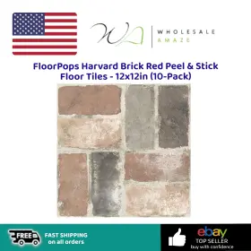 Fp3293 Floorpops Harvard Brick Red Peel And Stick Floor Tiles - 12x12in 10-pack