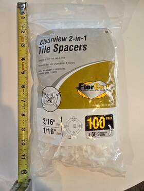 Florcraft 709-8684 Clearview 2-in-1 Tile Spacers - 3/16 And 1/16- 100 Pack Discontinued