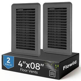 Flowild 313055229242 4x8 Inch Grey Steel Floor Register Vent Cover Grille 2 Pack Classic Style Adju