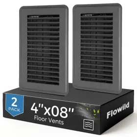 Flowild 313055229242 4x8 Inch Grey Steel Floor Register Vent Cover Grille 2 Pack Classic Style Adju