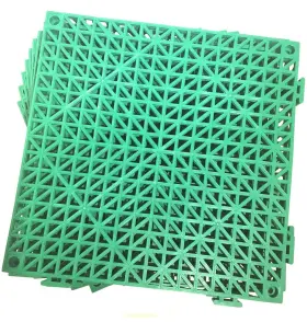 Foghorn Construction 636836055947 Set Of 9 Interlocking Green Rubber Floor Tiles- 11.5 Inches Each Side - Non-s