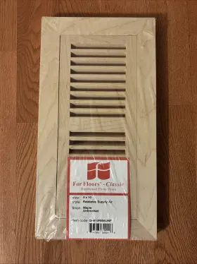 For Floors Classic 747965320216 Maple Unfinished Hardwood Floor Vents 4x10 Rabbeted Supply Air