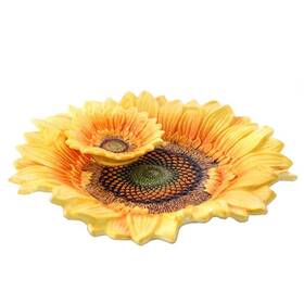 Forlong 903032824184 Ceramic Chip And Dip Platter 11 Inches Double Layer Hand-painted Yellow Decorat