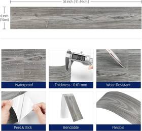 Funstick 022-dw54-30 6 Inch X36 30 Sheets Peel And Stick Floor Tile Waterproof Grey Wood Look Vinyl