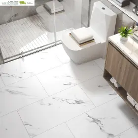 Dm11-15-e Funstick 12 Inch X24 15 Pcs White Peel And Stick Floor Tile - Marble Vinyl For Bathr