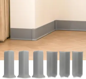 Tjx-4in-accessory-gray Gamzau Baseboard Corner Blocks 4inch Height Self Adhesive 3 Inside Outside Corners