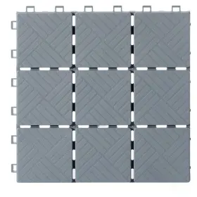 Gardenised 651355241077 Gray Plastic Interlocking Garden Path Tiles Outdoor Floor Grass Paver Pack Of 5