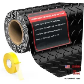 Geemax 760762254041 4x10 Ft Diamond Plate Garage Floor Mat Heavy Duty 120 Inch L X 48 W 0.1 Th Black