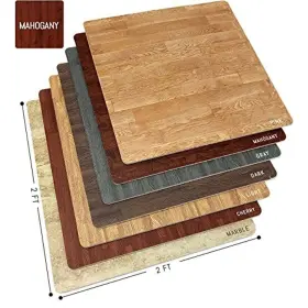 Ggi International 192405001604 Interlocking Floor Mat - Mahogany Wood Print 12 Brown 24 X