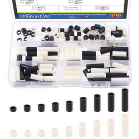 Glarks G-3089 180pcs Nylon Round Spacer M3 Black And White