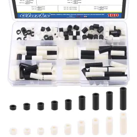 G-3089 Glarks 180pcs Nylon Round Spacer M3 Black And White G-3089 Glarks 180pcs Nylon Round Spacer M3 Black And White