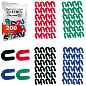 Glazelock 850068485154 Plastic Horseshoe Shims For Leveling Multipack 200-piece 1/4 1/8 1/16 1/32-i