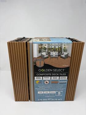 Golden Select 1953155 New Composite Deck Tile Light Brown 8 Count 7.75 Sq Ft