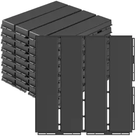 Goovilla 757837822434 Plastic Interlocking Deck Tiles 9 Pack 12 Inch X12 Waterproof Outdoor Flooring