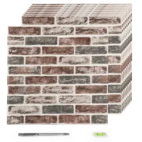 Qt16 Greymond Faux Brick Tile 3d Wall Panels 100 Sq.ft Self-adhesive Foam Backsplash Qt16 Greymond Faux Brick Tile 3d Wall Panels 100 Sq.ft Self-adhesive Foam Backsplash