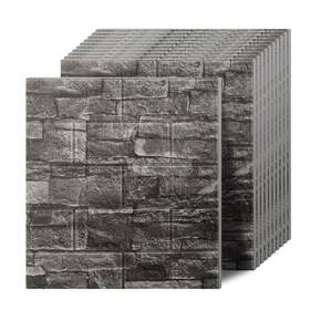 Greymond Qttt-0011 3d Wall Panels Peel And Stick In Black Grey 40 Pcs Xpe Foam Wallpaper Fa