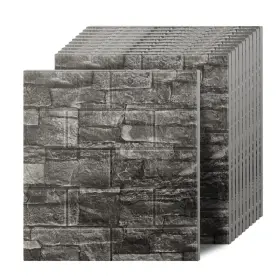 Qttt-0011 Greymond 3d Wall Panels Peel And Stick In Black Grey 40 Pcs Xpe Foam Wallpaper Fa