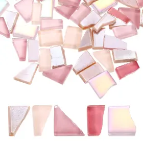 Gryfton 688391683561 Irregular Glass Mosaic Tiles 100g/0.2lb Stained Sheets Pink Series