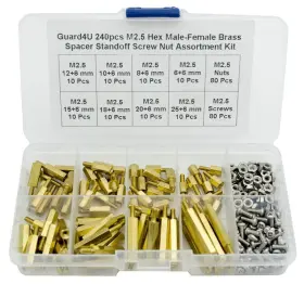 T240pm25 Guard4u 240pcs M2.5 Hex Male-female Brass Spacer Standoff Screw Nut Assorted