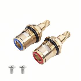 Haisiboya Hsby84 2 Pcs Quarter Turn 1/2 Inch Replacement Tap Valves Brass Ceramic Stem Disc Cartri