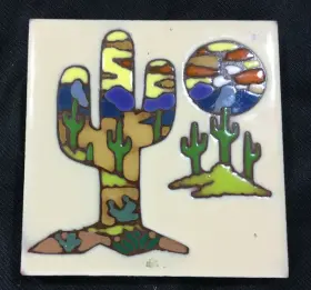 2067a Handmade Tile Earthtones Inch The Dramatic Desert Made In Tucson Arizona Usa 1999s