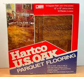 Hartco 092991026534 Nos U.s. Oak Parquet Flooring Urethane Finish 12x12 10 Sq Ft Saddle