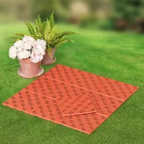 22485 Hdfl 10pc Deck Patio Tile Interlocking Plastic Flooring Pavers 12x12 Inch Terra Cotta