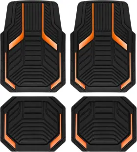Jd102-234orange Heavy Duty Pic Auto Rubber Floor Mats Orange Aluminum Film Car Set Fro