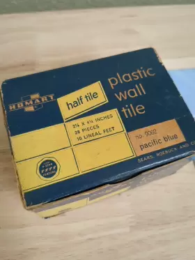 9062 Homart 1950s Plastic Half Wall Tiles 2-1/8 X 4-1/4 Pacific Blue 15