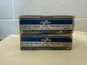 9174 Homart 2 Boxes Black Plastic Wall Tile Strips Polystyrene 4 1/4 Inch Long 1 Sealed