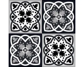364682 Homeroots 7 X Black White And Gray Baz Peel Stick Removable Tiles