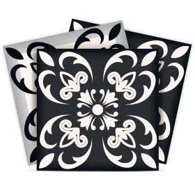 390628 Homeroots 4 Inch X Black And White Quatro Peel Stick Removable Tiles