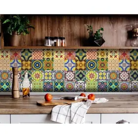 Homeroots 808223431133 4 Inch X Mediterranean Brights Mosaic Peel And Stick Colorful