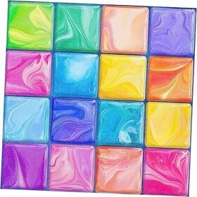Hometitut 790926210606 10pcs Art Square Floor Tiles Peel And Stick 12x12 Inch Candy Color Swirl Paint