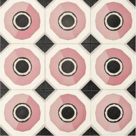 Hometitute 799849961749 10pcs 12x12 Inch Modern Pink Geometric Circle Peel And Stick Floor