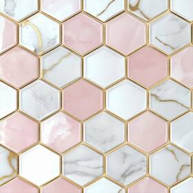 Hometitute Jitp25422xtwj 10pcs 12x12 Inch Pink Marble Hexagon Peel And Stick Floor Tiles Re
