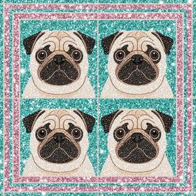Hometitute Jitp25528087fl 10pcs Pattern Floor Tiles Peel And Stick 12x12 Inch Pug Dog Cartoon Face