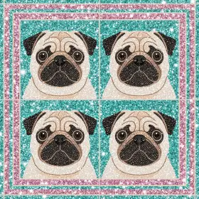 Jitp25528087fl Hometitute 10pcs Pattern Floor Tiles Peel And Stick 12x12 Inch Pug Dog Cartoon Face