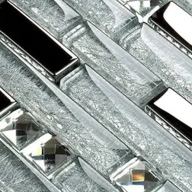 Hominter 002769375836 Glass Metal Tile Linear Mosaic Sparkle Silver Crystal Chrome Metallic S Hominter 002769375836 Glass Metal Tile Linear Mosaic Sparkle Silver Crystal Chrome Metallic S