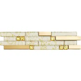 Hominter 002769385590 3 Inch X12 Sample Tile Glass And Metal Linear Mosaic Shiny Gold Stainless Steel