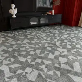 Hotdecor 721927479594 Geometric Grey Peel And Stick Floor Tile Thicken Living Room Flooring Tiles N