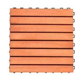 Ling10209 Hotebike Patio Parts 11 Inch X11 Reddish Brown 8 Slat Wood Interlocking Deck Tile